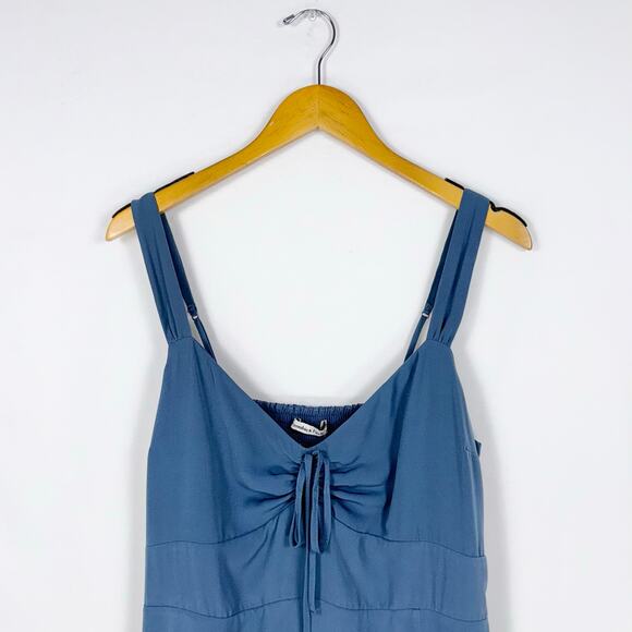 Abercrombie & Fitch Women's Floral Cinch Front Midi Dress XL Blue - Picture 5 of 16